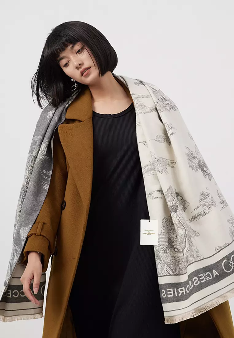 Landscape Painting Faux Cashmere Scarves AS-SY28625