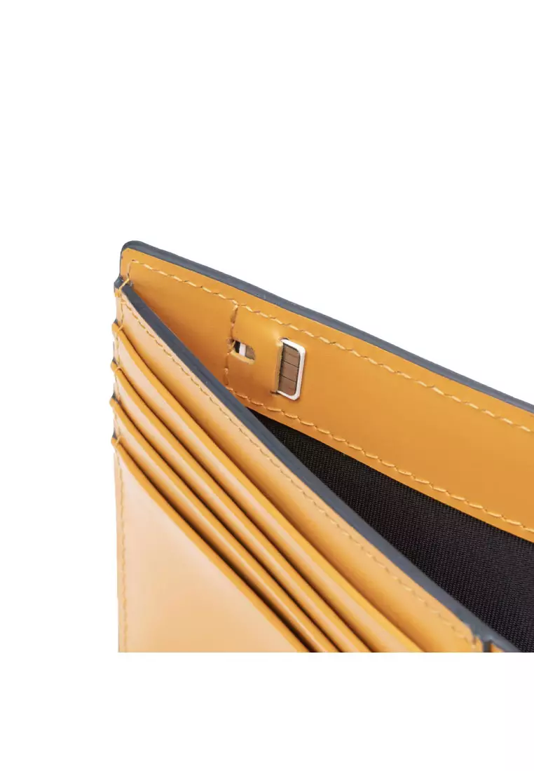 Cosmopolitan Slim Leather Wallet (Navy & Orange)