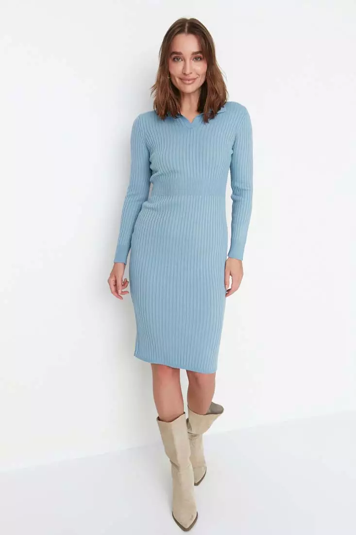 Trendyol Long Sleeves Knit Polo Dress 2024 Buy Trendyol Online