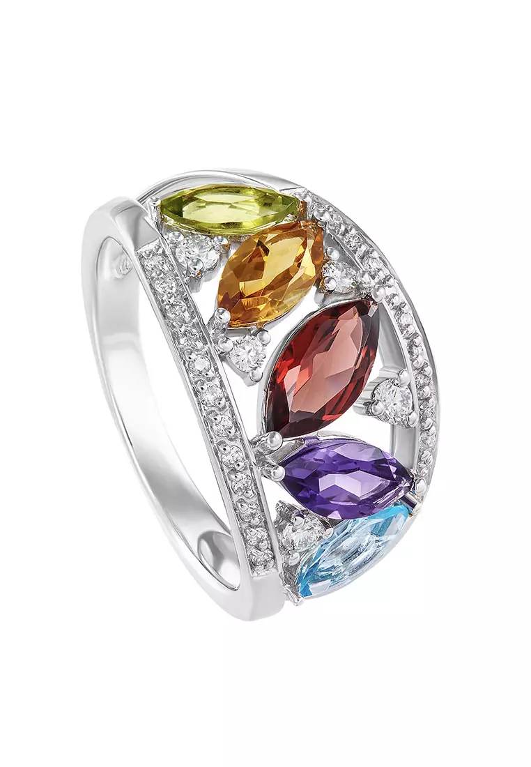 Gold ring cheap with colored stones