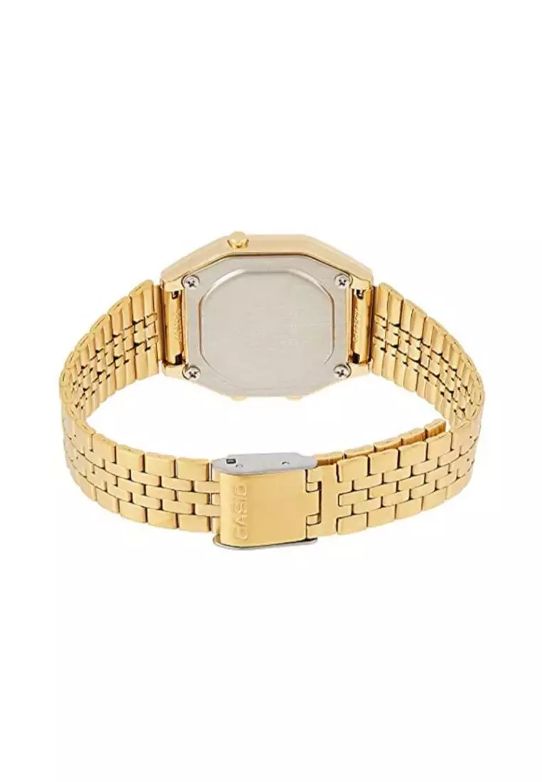 Women's Vintage Watch LA680WGA-9 Digital Watch Gold Stainless Steel Band Ladies Watch