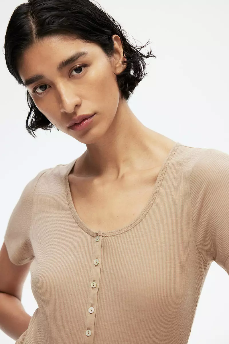 Short-sleeved Henley top
