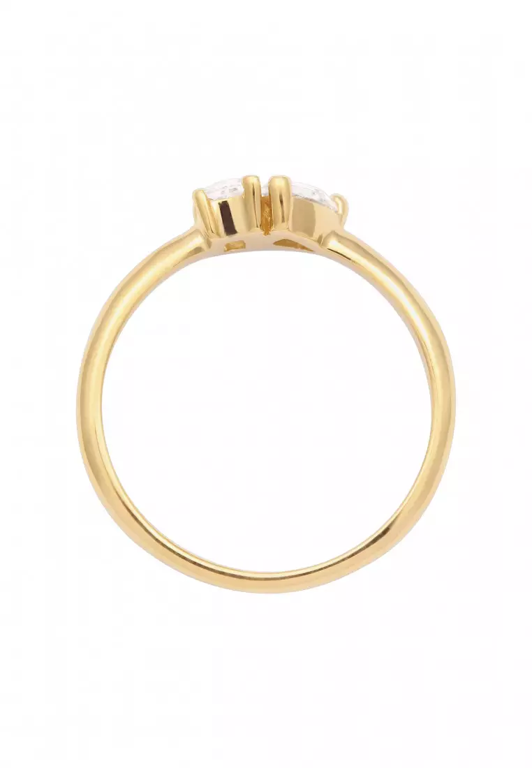 Cincin Perhiasan Perak 925 Wanita Drop Zirconia Gold Plated