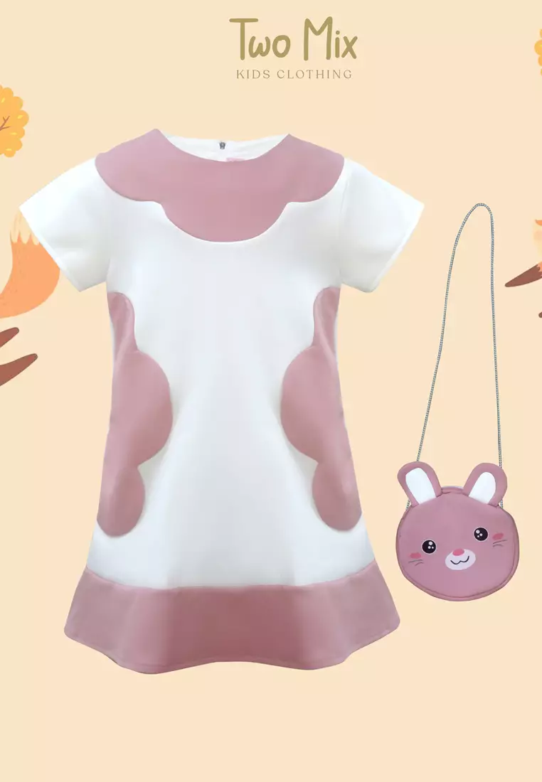 TWO MIX Baju Anak Perempuan Cute Rabbit + GRATIS TAS ANAK LUCU 1-8 Tahun 4231