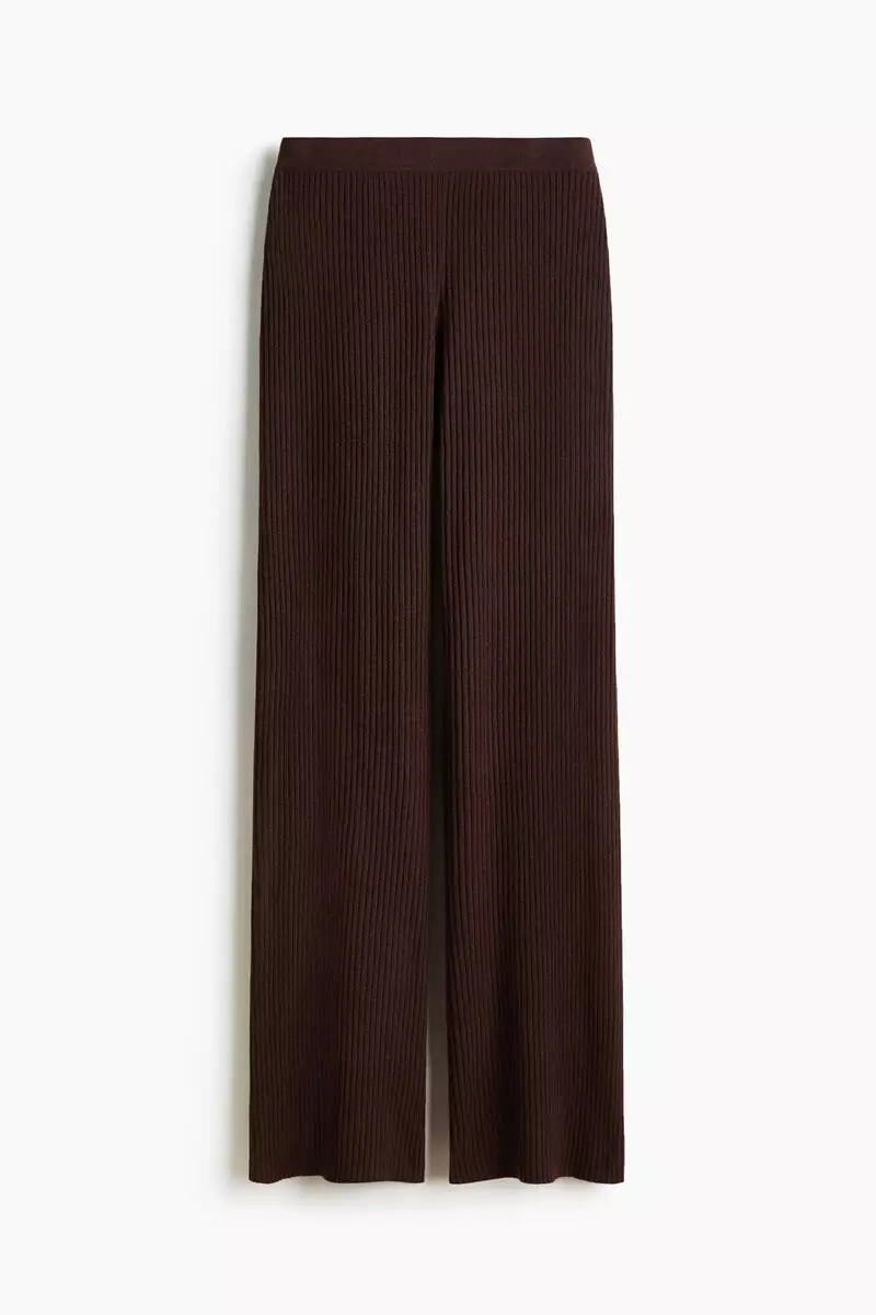 Wide rib-knit trousers