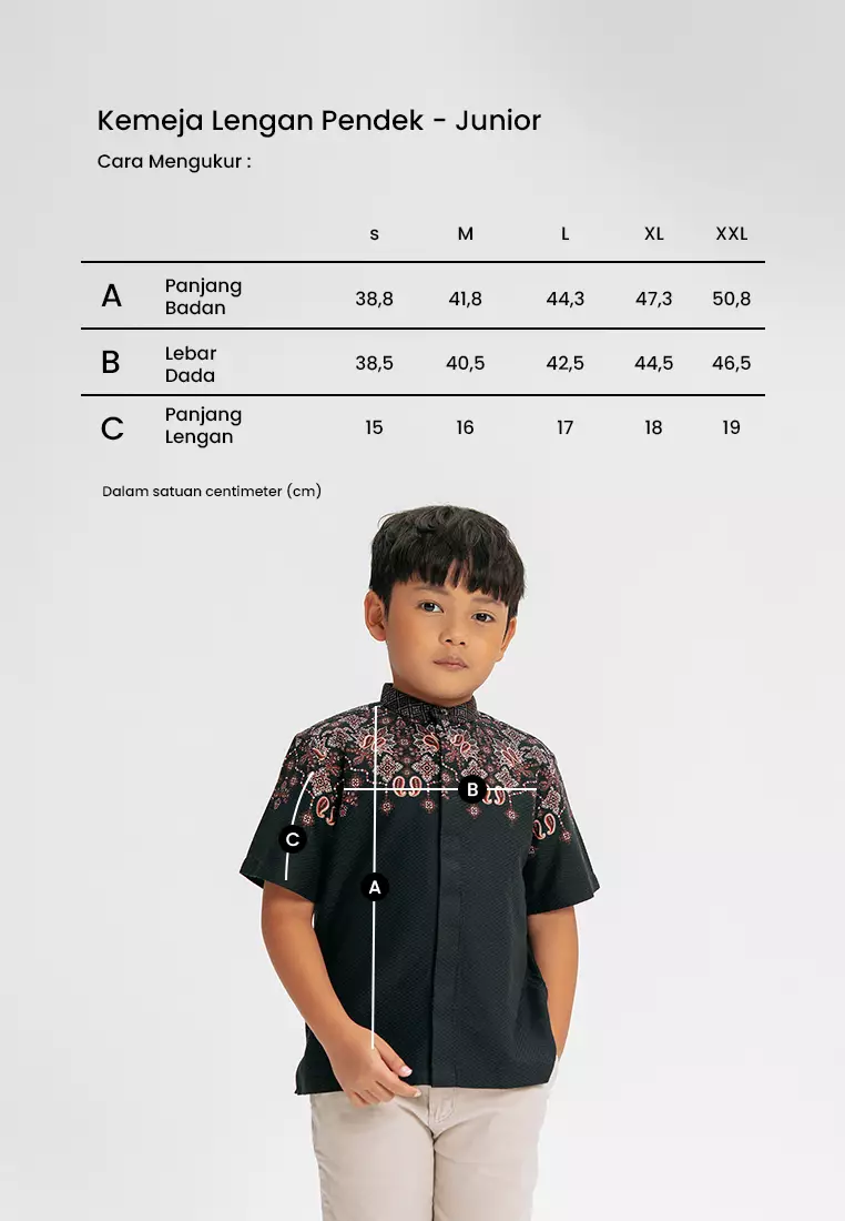 MANZONE - Mahnoor SS Junior - Kemeja Koko Shanghai Anak Lengan Pendek - Black - Rezky Aditya & Citra Kirana for Manzone & Minimal Warna Black