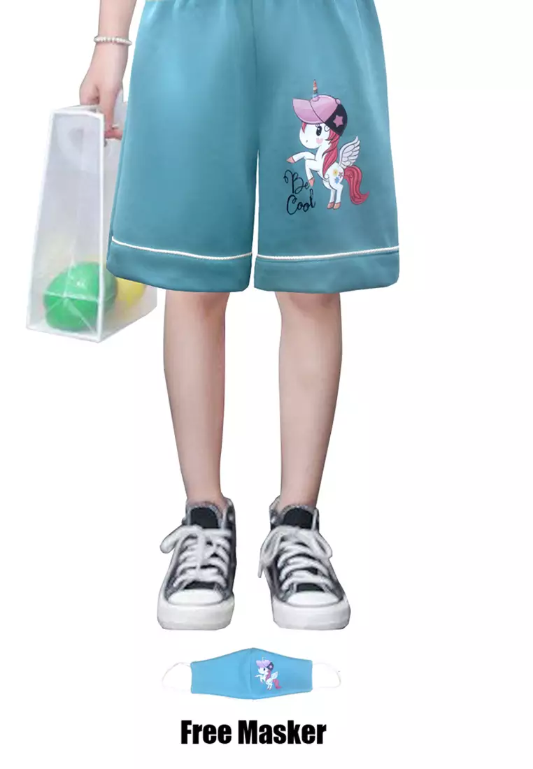 Two Mix Celana Pendek Anak Perempuan GRATIS Masker Anak Usia 1-12 Tahun 4197 Ungu