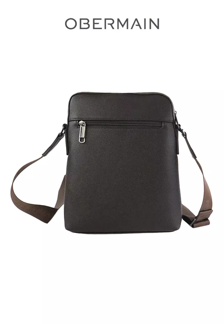 Men's Sling Bag Synthetic Leather Brown