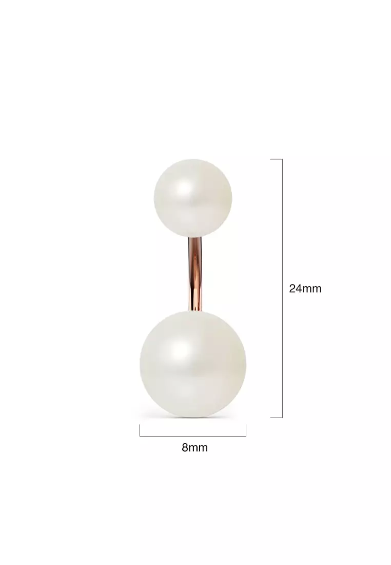 Rose Gold Duo Pearl Stud Earrings Embellished with SWAROVSKI® Crystal Pearl