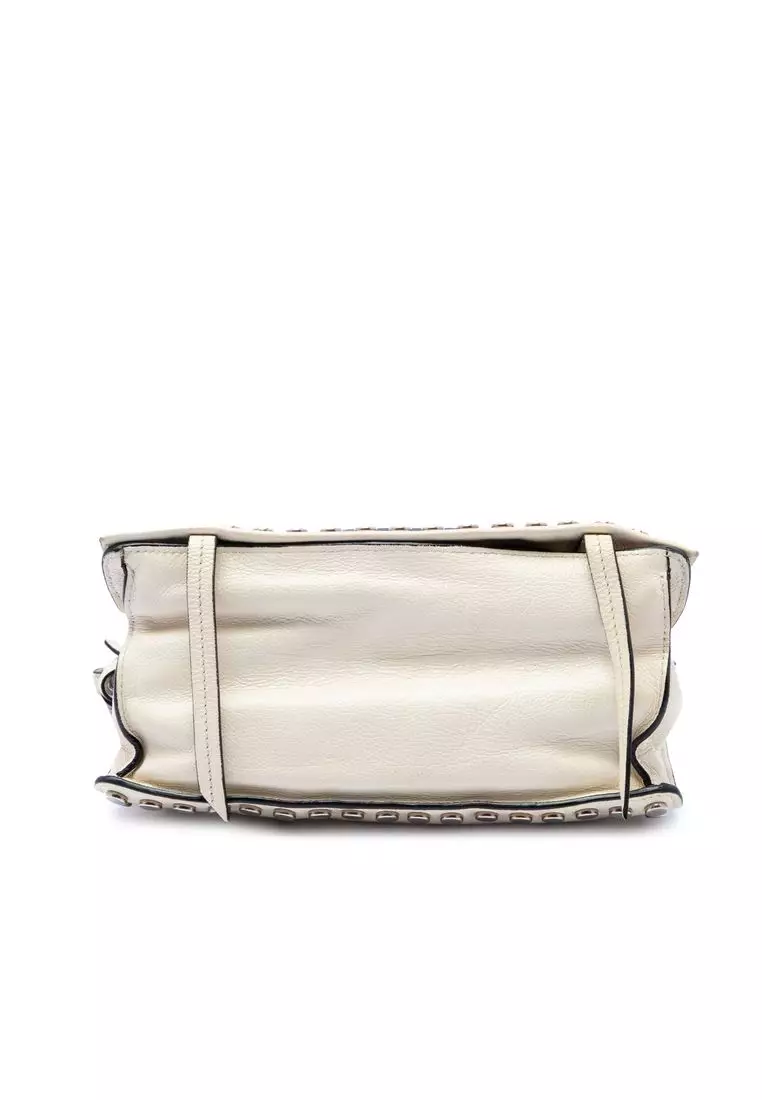 Pre-Loved Prada Glace Calfskin Studded Etiquette Flap