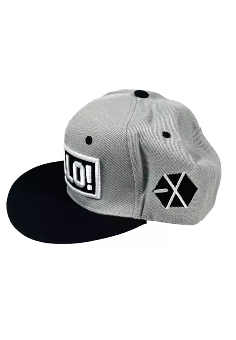 Topi Snapback Hat Hip-Hop Casual Bordir Hello! ORIGINAL - Black Gray