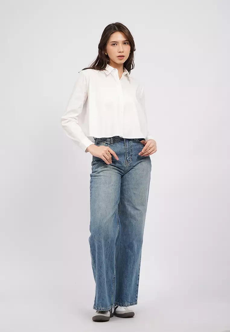 Long Sleeve Cotton Flare Shirt