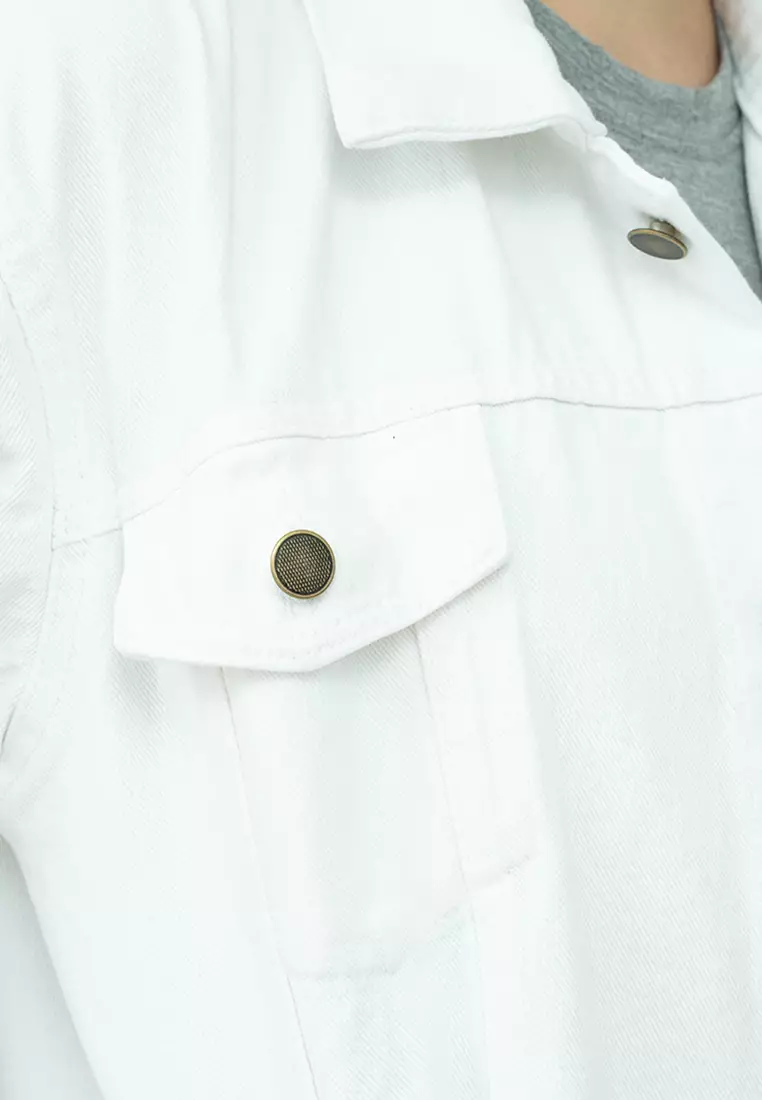 Jaket Jeans Wanita Polos Tebal Dilan Jaket Denim Putih