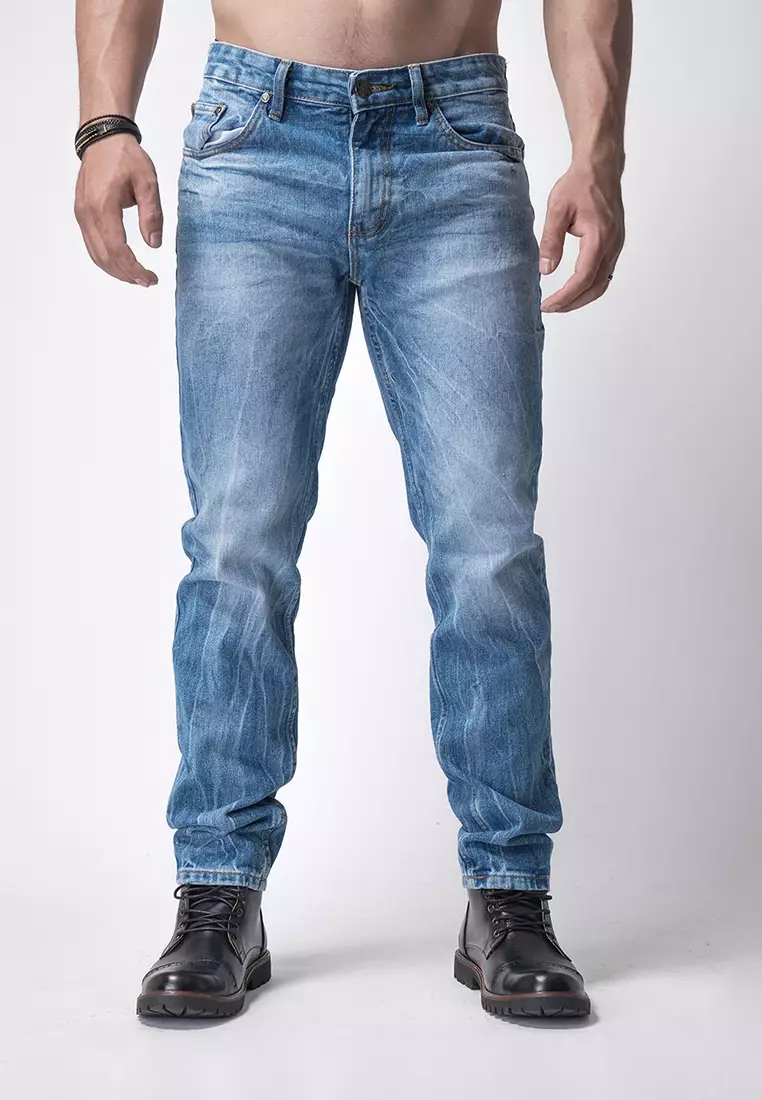 Tapered Fit Jeans Premium Blue Wash