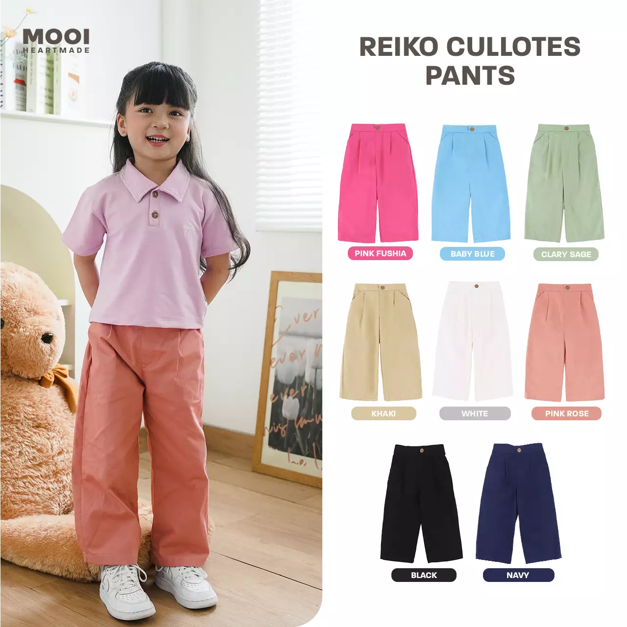 Mooi Celana Panjang Chinos Anak Perempuan Reiko Cullotes Pants - Clary Sage