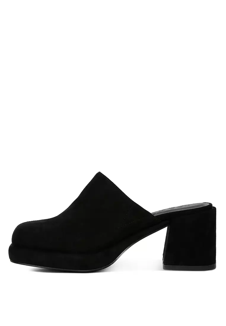 Buy Rag And Co Black Suede Heeled Mule Sandals 2024 Online Zalora Philippines 2899