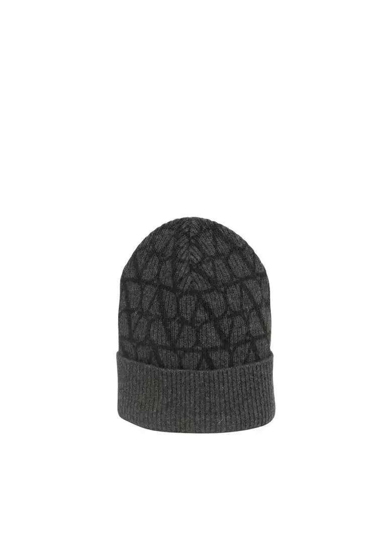 ニットキャップ・ビーニー VALENTINO FW25 Black wool blend beanie (7W2HB02FKAW G14) Y2K BEANIE | ONE SIZE(19) BLACK (01) | KNIT | ニット帽
