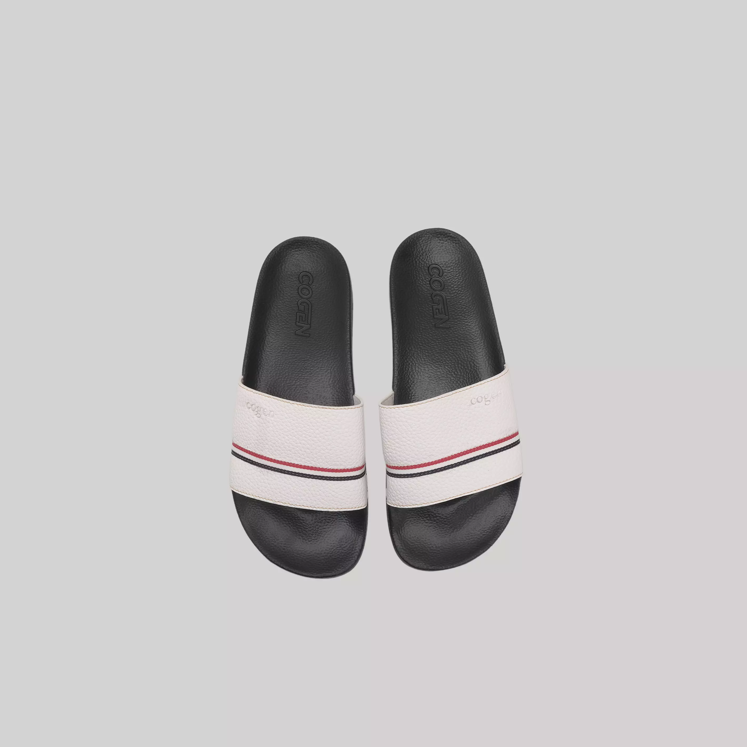 Sandal Pria Cogen Stripe - White