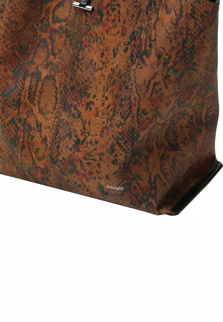 手提袋 - 蛇壓紋駝色