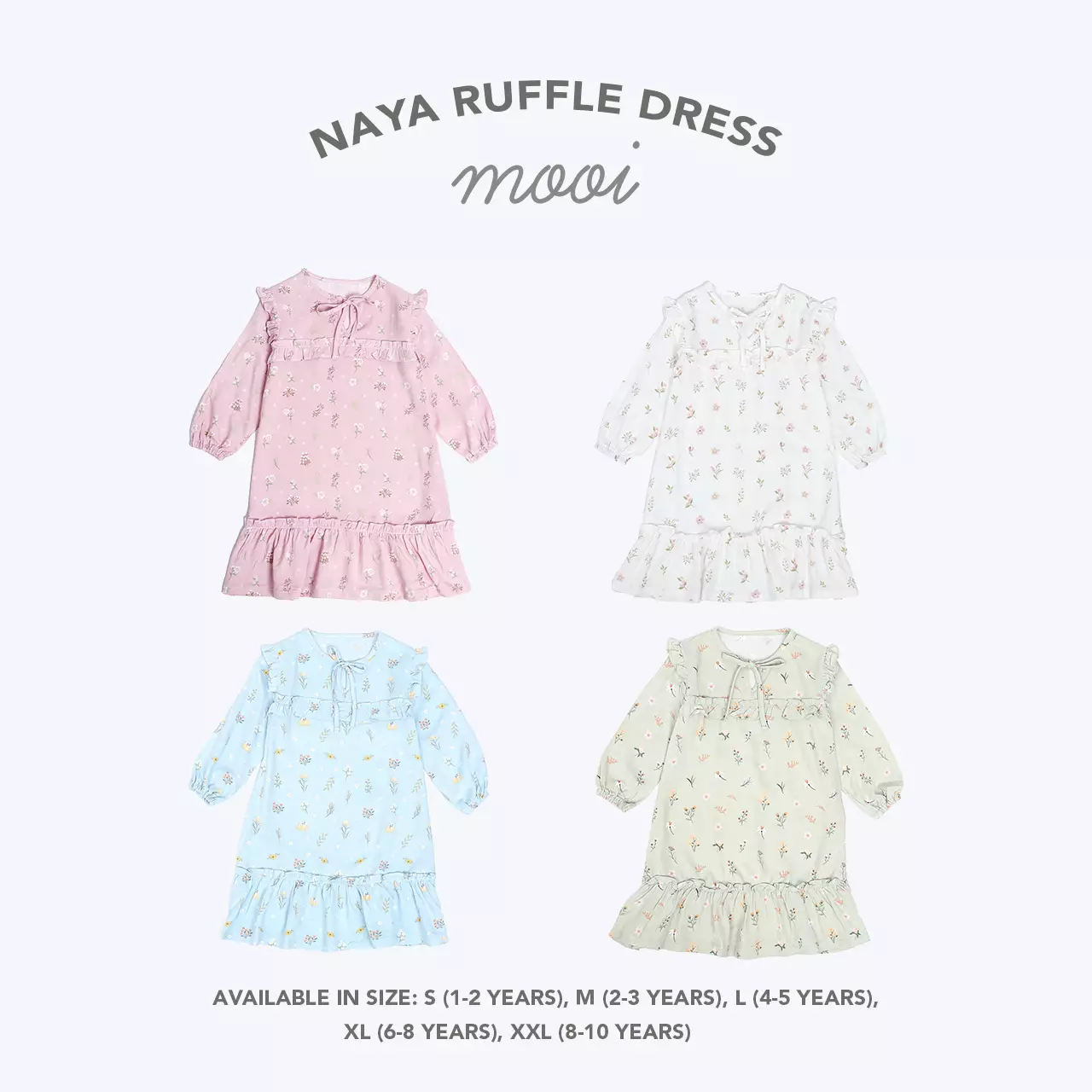 Mooi Dress Anak Perempuan Naya Ruffle Dress - Classic White