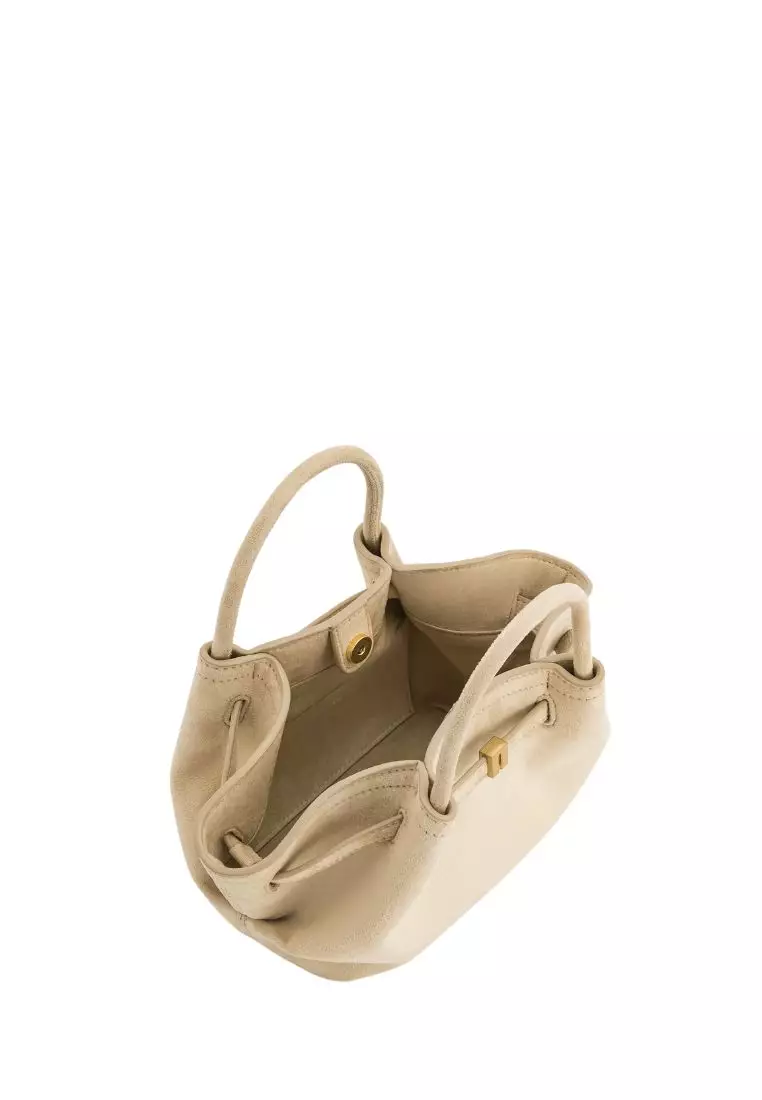 Hana Mini Faux Suede Tote Bag - Off White