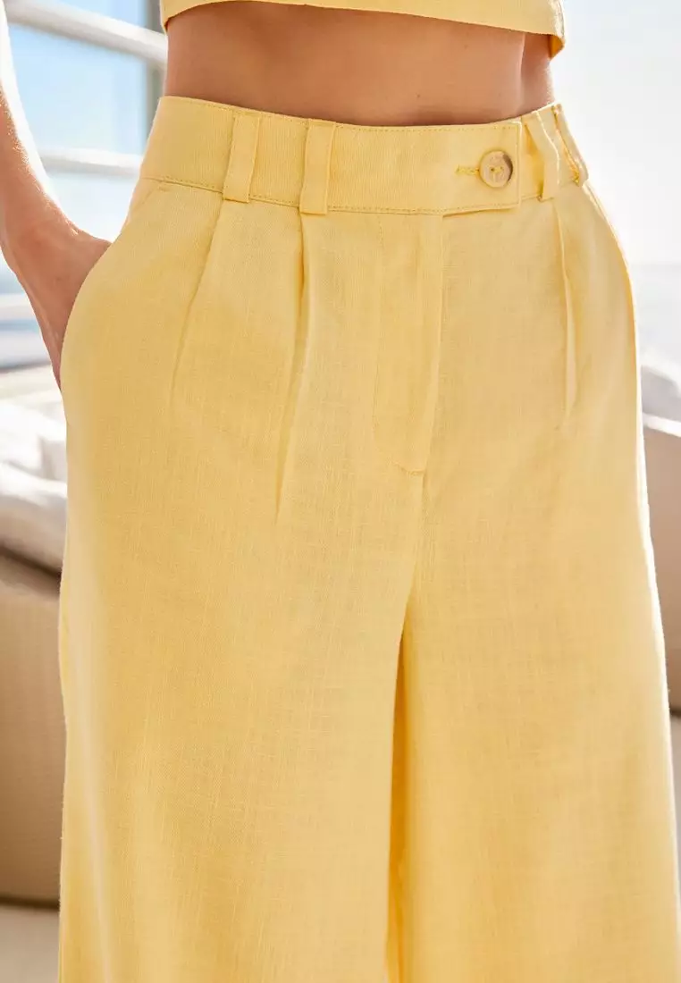 NEXT Linen Blend Wide Leg Trousers 2024 Buy NEXT Online ZALORA