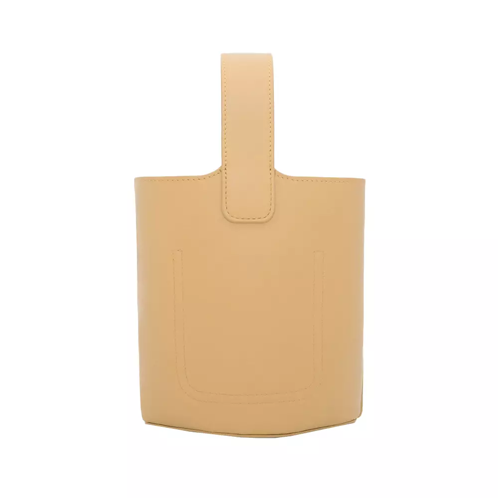 Mini Pebble Bucket Bag Mellow Calfskin Dark Butter