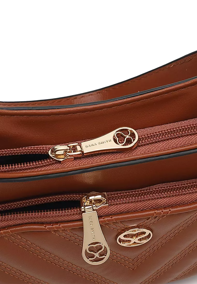 Women's Top Handle Bag / Sling Bag / Crossbody Bag / Shoulder Bag (Tas Tangan Wanita / Tas Selempang Wanita / Tas Bahu Wanita) - Cokelat