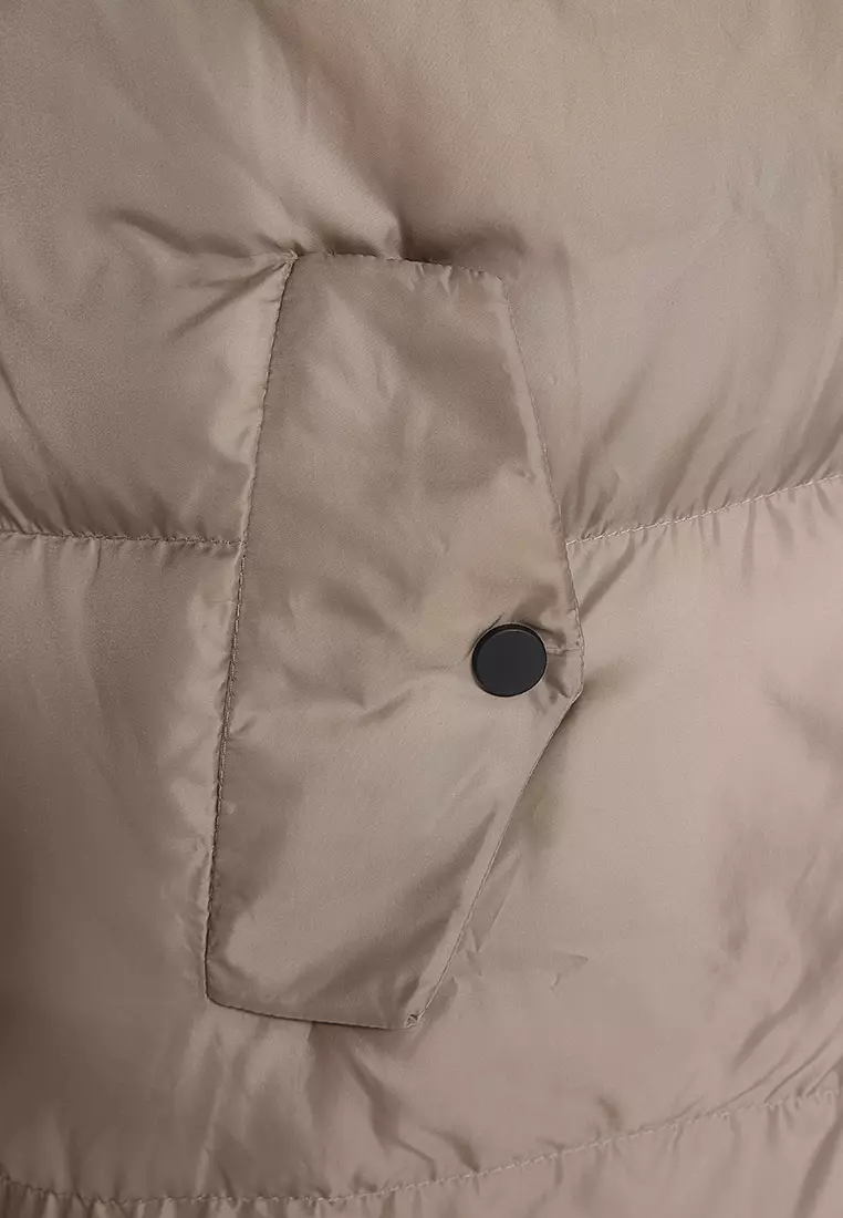 Mink Regular Hooded Water Repellent Long Puffer Coat with Side Snap Detail TWOAW24MO00104