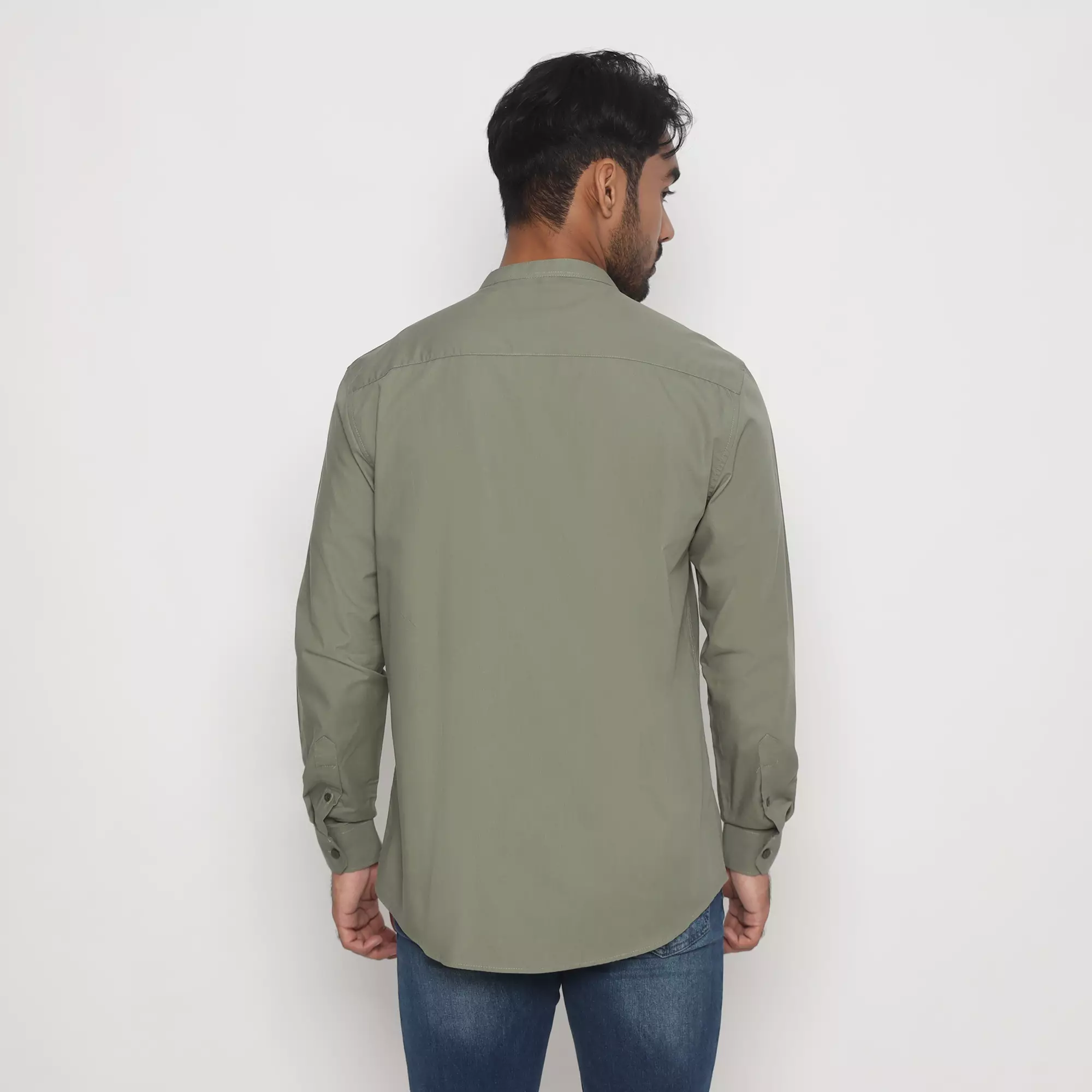 Platini Kemeja Pria Koko Shanghai Lengan Panjang Katun Hijau Army 06109