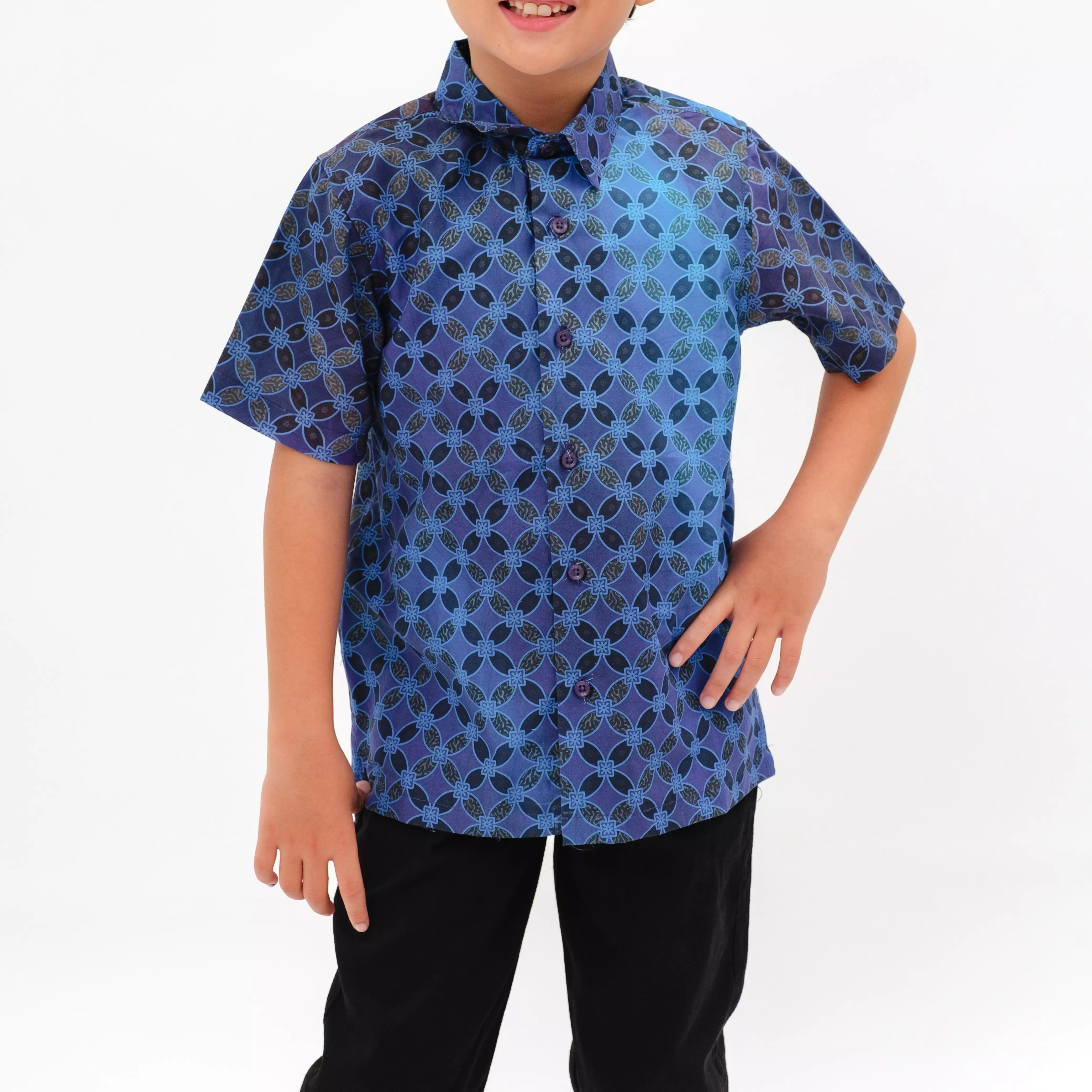Batik Kids Kistna Blue Kemeja Batik Anak Lengan Pendek (anak)