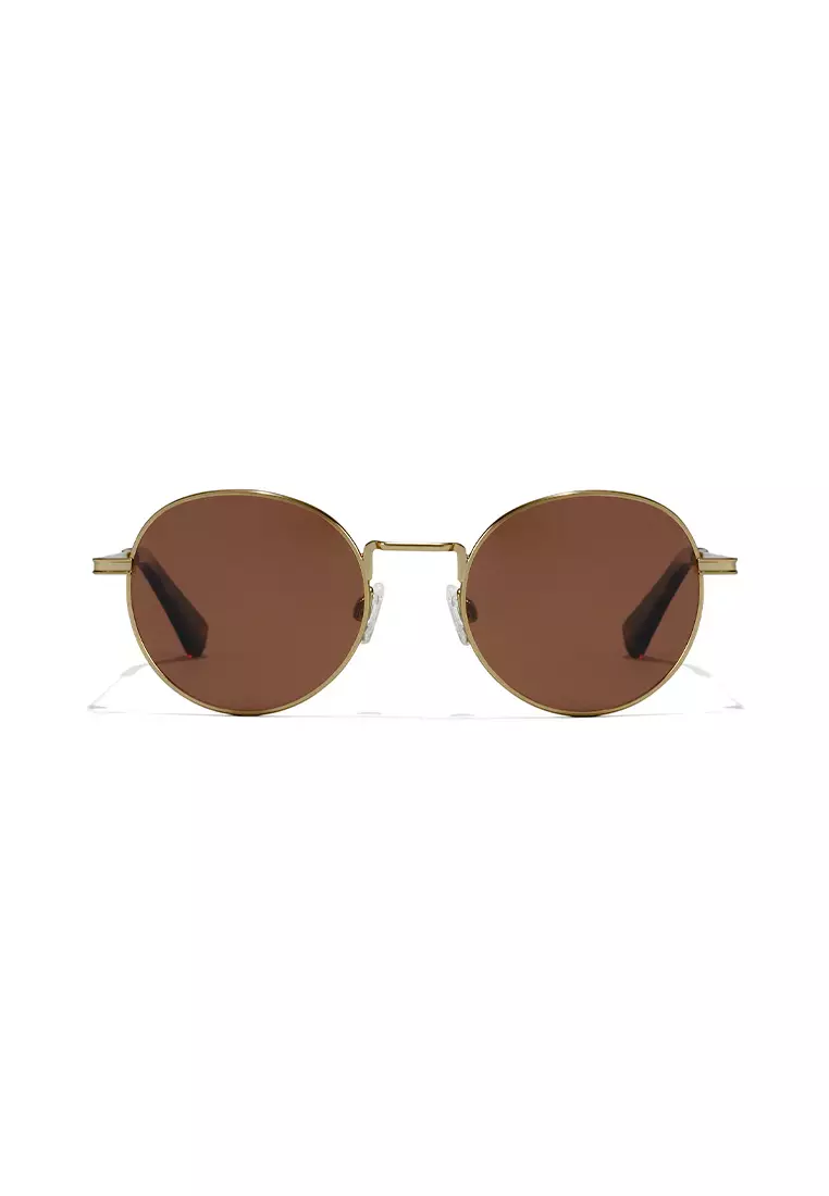 HAWKERS POLARIZED Gold Havana MOMA Sunglasses for Men and Women, Unisex. UV400 Protection. Official Product designed in Spain