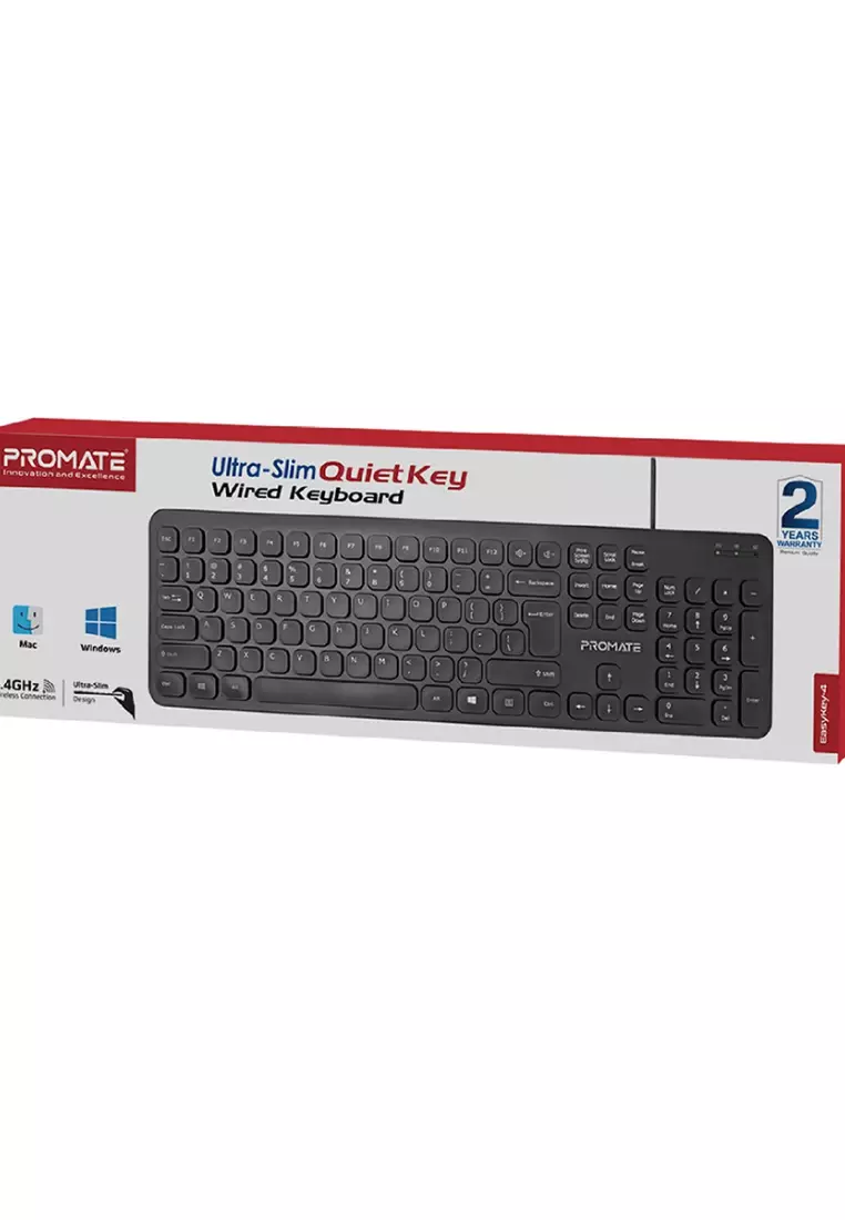 Buy Promate Easykey-4 Ultra-Slim Quiet Keys Wired Keyboard 2024 Online ...