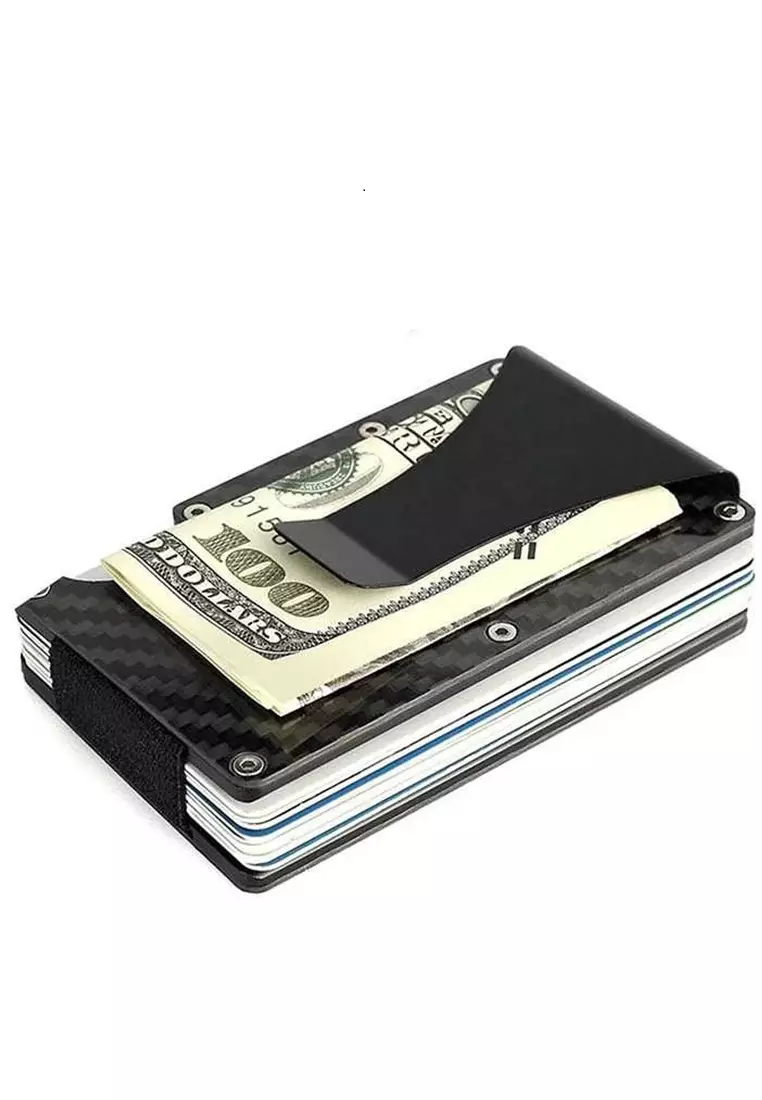 Zackly Dompet Kartu Kredit Slim Carbon Fiber Clip Holder Purse Compact Design Material Carbon Fiber ORIGINAL - Black