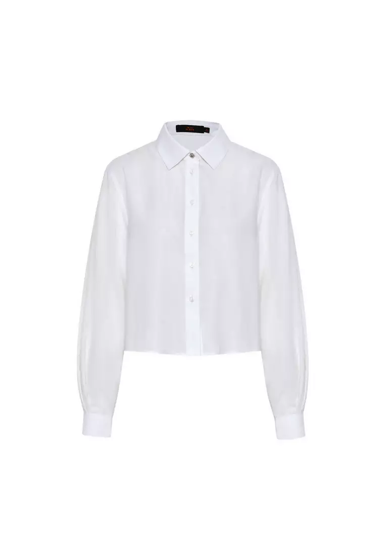 Long Sleeve Cashmere Twill Cropped Shirt