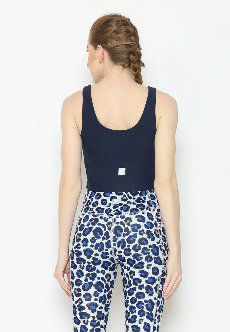 Fitwear - SportBra Croptop Olahraga Wanita EVELYNE [2IN1 PLAIN] - NAVY