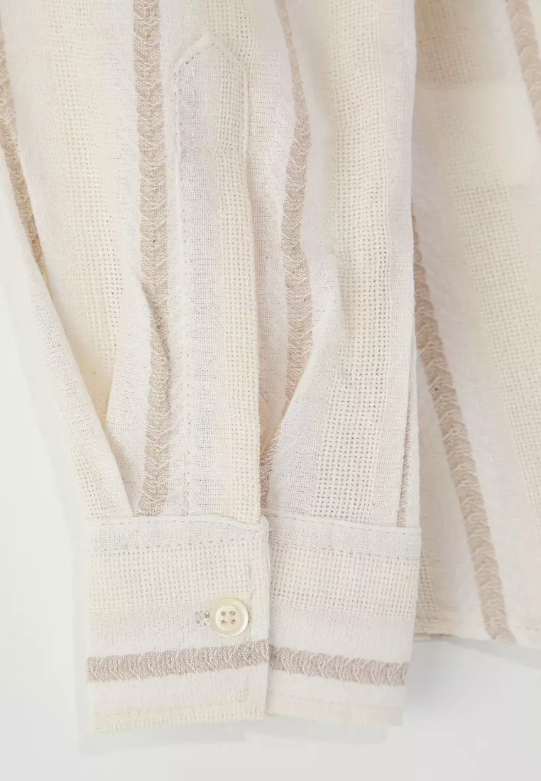 Ecru Regular Fit Striped Shirt TMNSS25GO00071