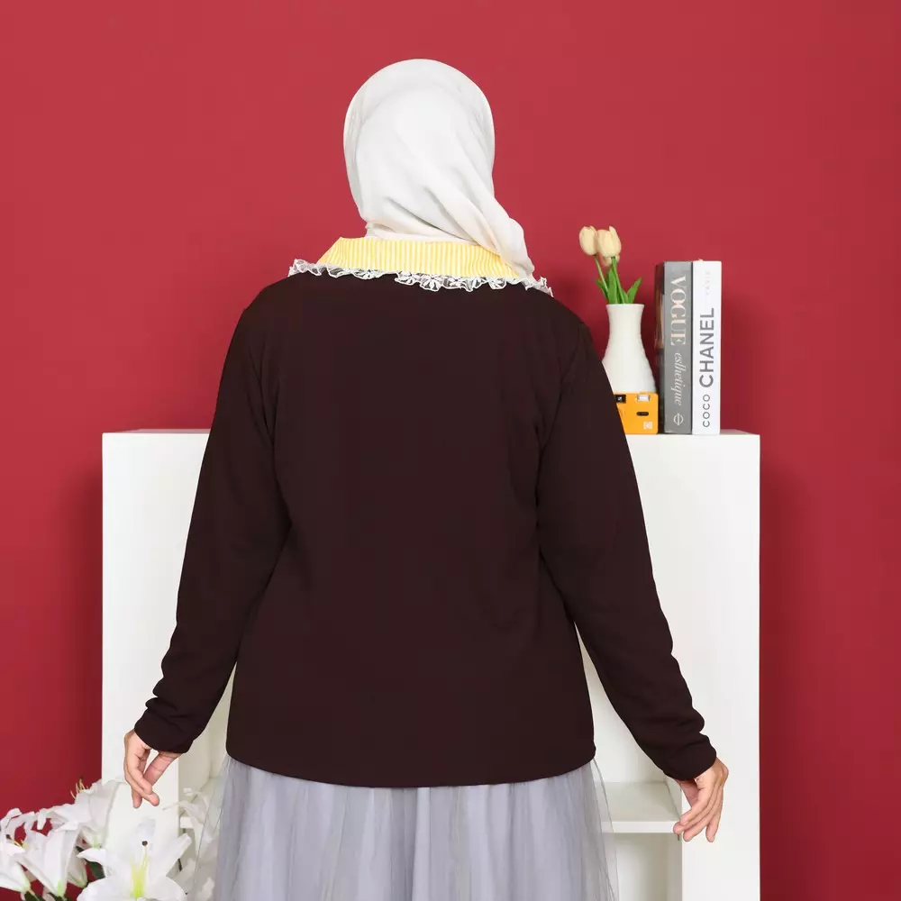 More Knit Cardigan Kerah Kemeja 2 in 1 - Coffee M19939 R53S2