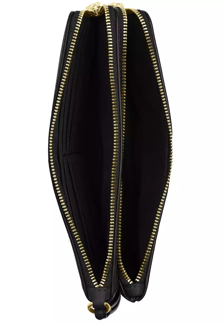 Double Zip Wallet in Black CU919