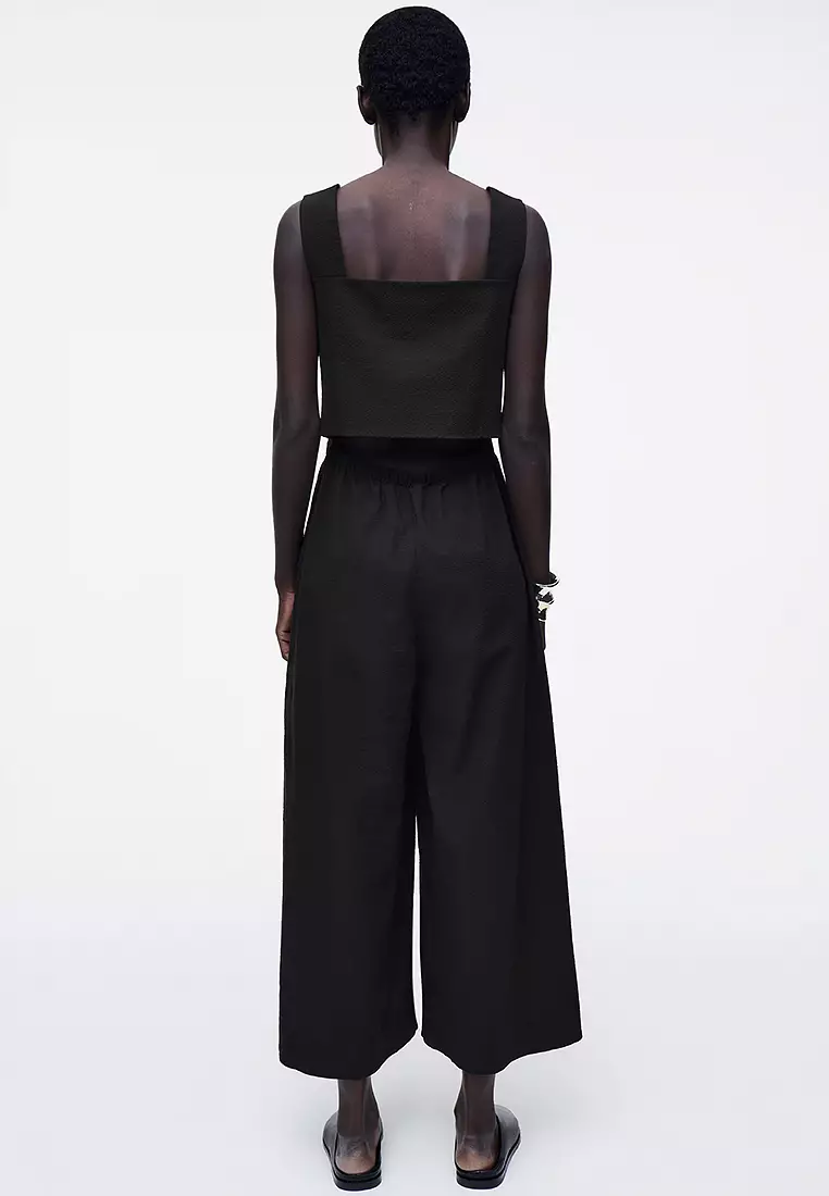 Buy COS Open-Back Seersucker Wide-Leg Jumpsuit 2025 Online