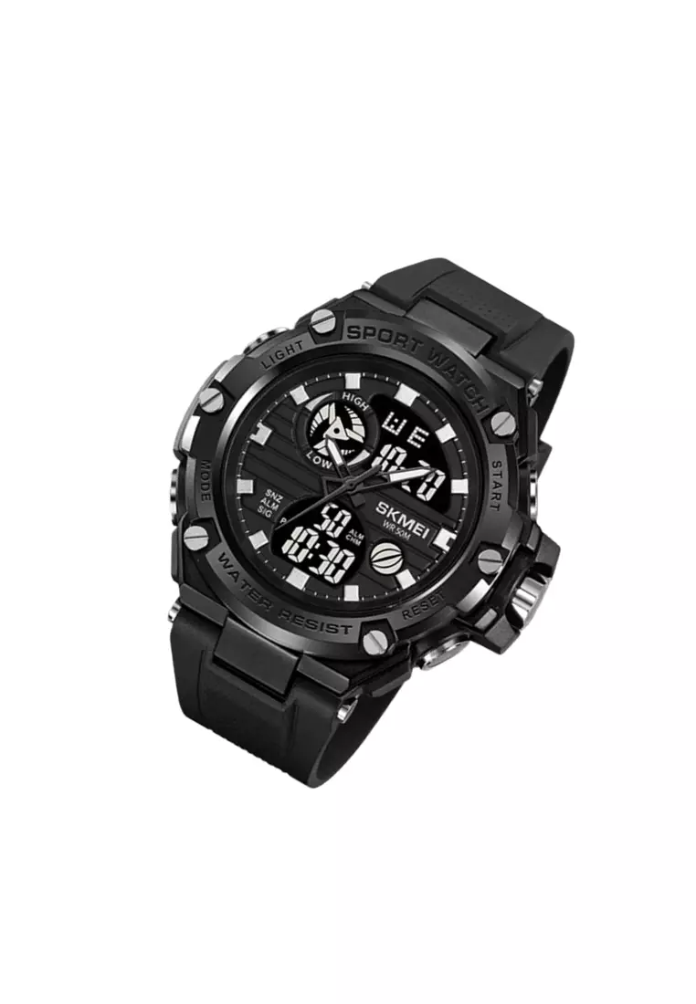 Jam Tangan Digital Analog Pria Sporty Alarm Material TPU Waterproof ORIGINAL
