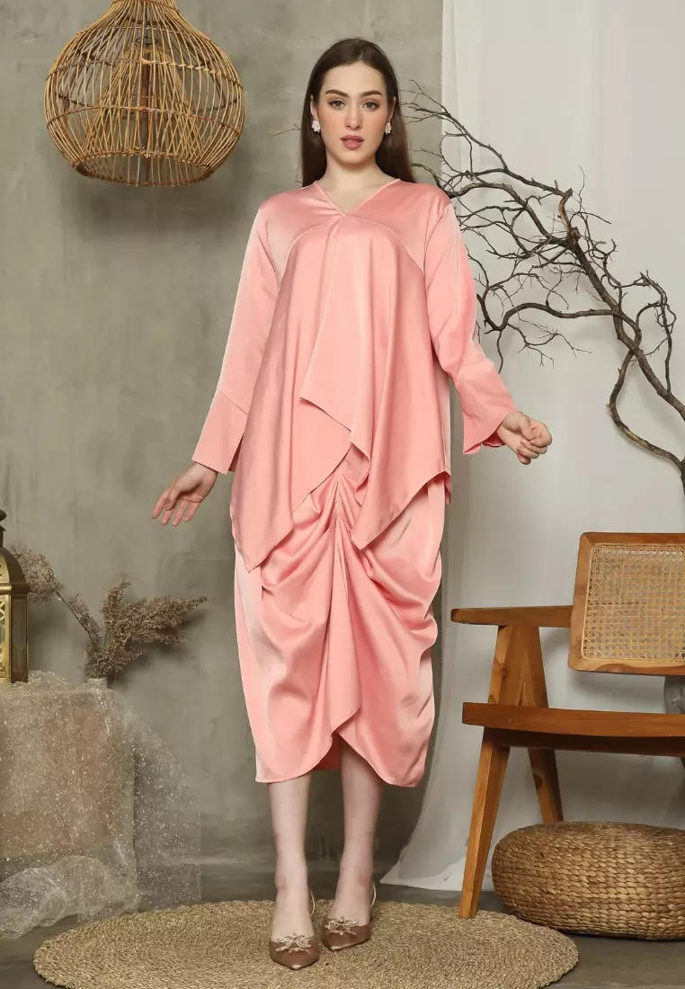 RINJANIE BATIK - Dress Batik Wanita - Set Rinjana - Pink - Lena Series - OOTD - Satin Silk Premium