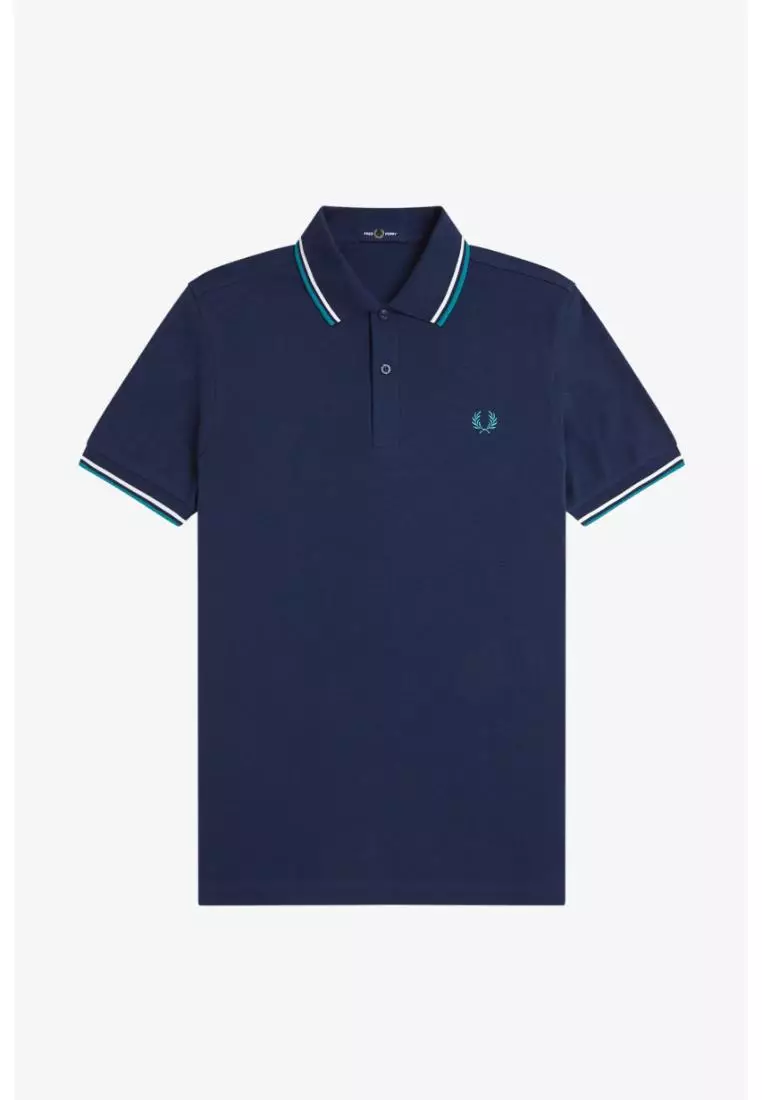 Fred Perry M3600 Twin Tipped Fred Perry Shirt (Tennis Blue / Snow White / Deep Mint)
