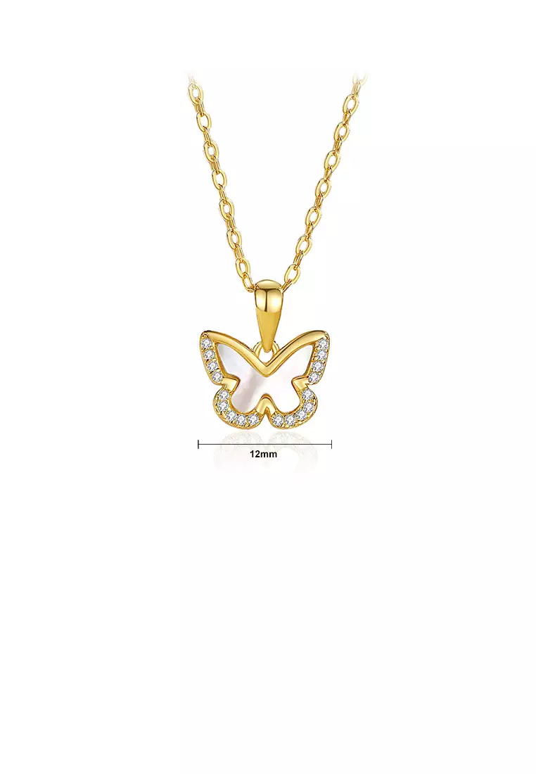 Gold necklace clearance with butterfly