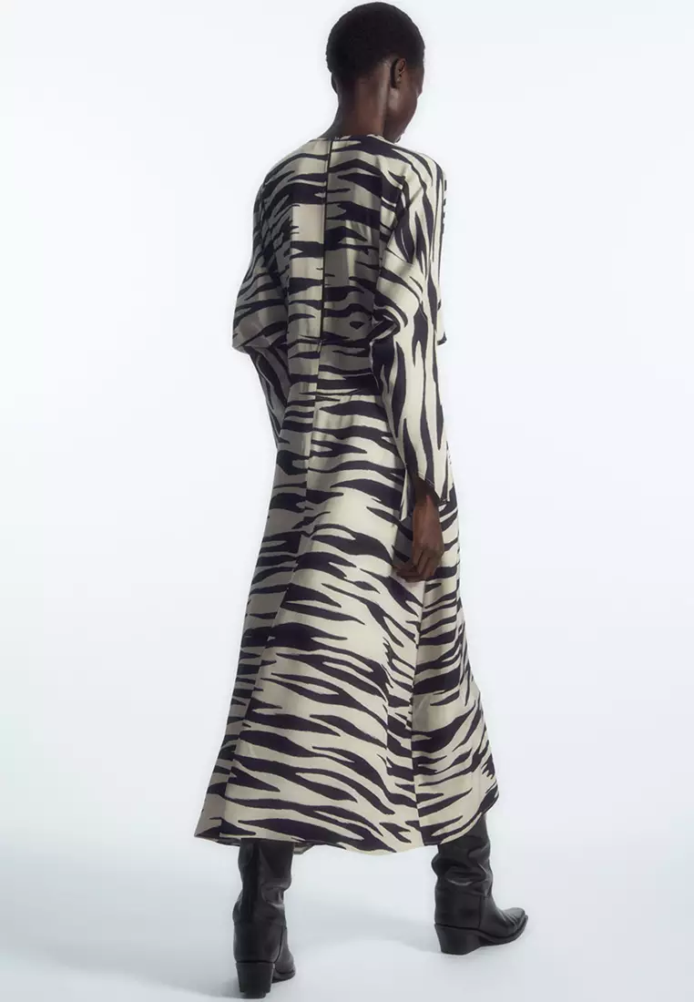 Zebra-Print Cutout Midi Dress