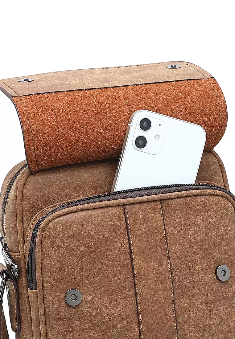Men's Sling Bag / Crossbody Bag - Light Brown