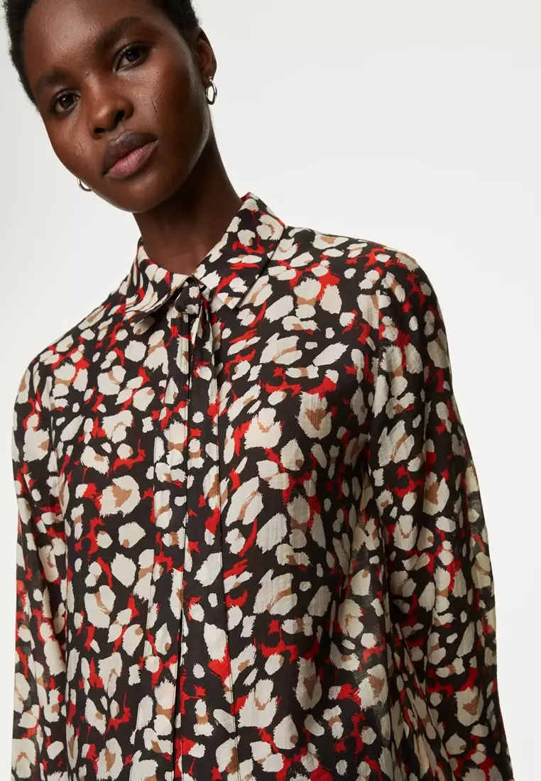 Lyocell™ Rich Printed Tie Front Shirt