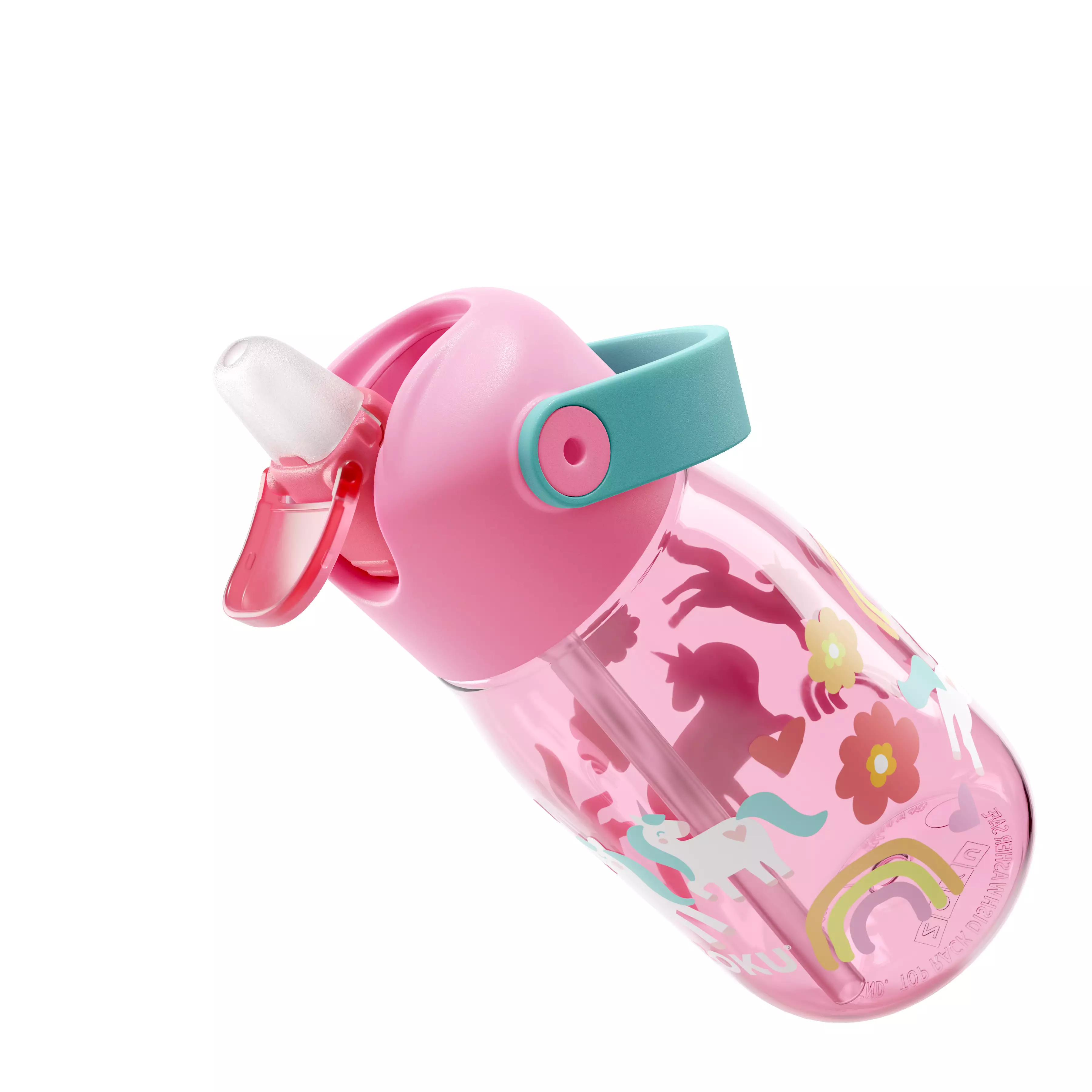 Zoku Pink Unicorn Kids Flip Straw Bottle - Botol Minum Anak, Botol Minum Sedotan, Botol Minum Anak anti tumpah