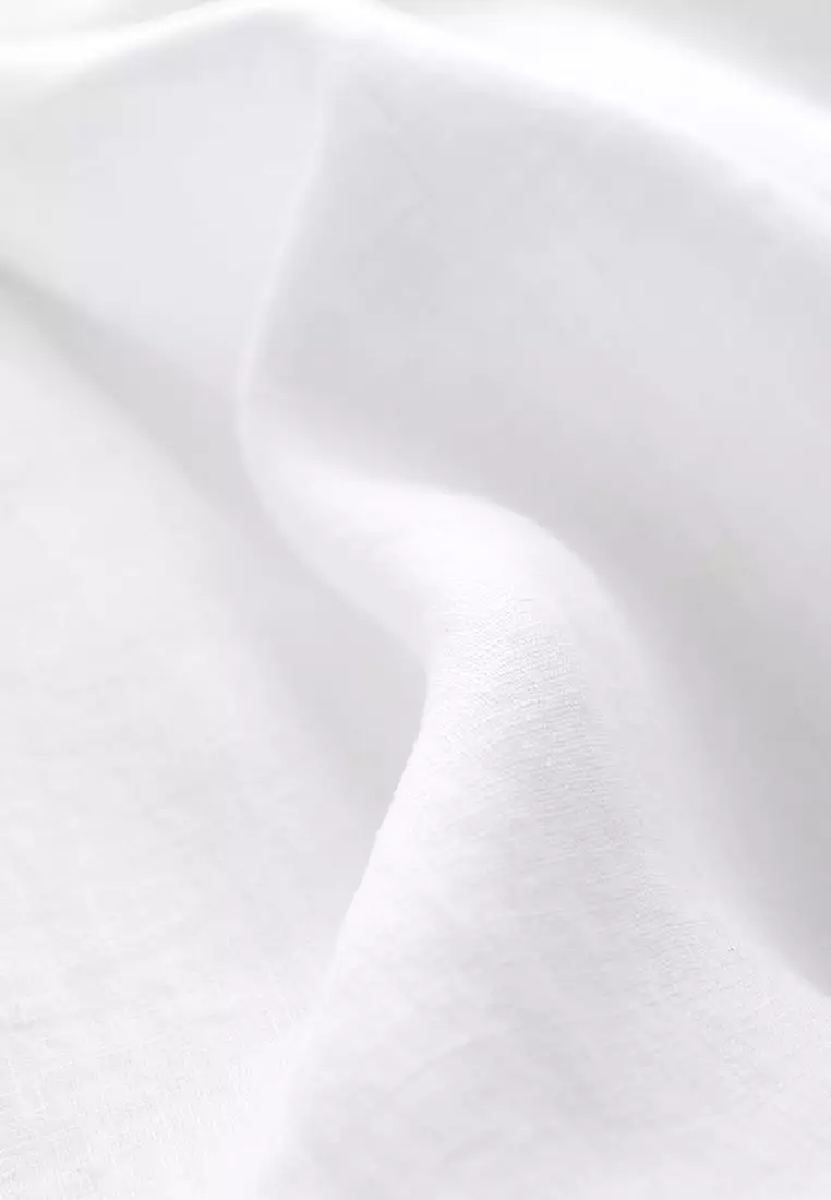 Shirred Premium 100% Linen Summer Midi Dress
