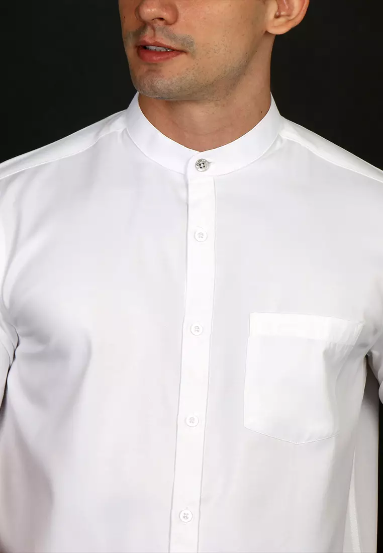 Simple Perfect x Casella Kemeja Pria Lengan Pendek Kerah Shanghai Solid Basic - 2235 White